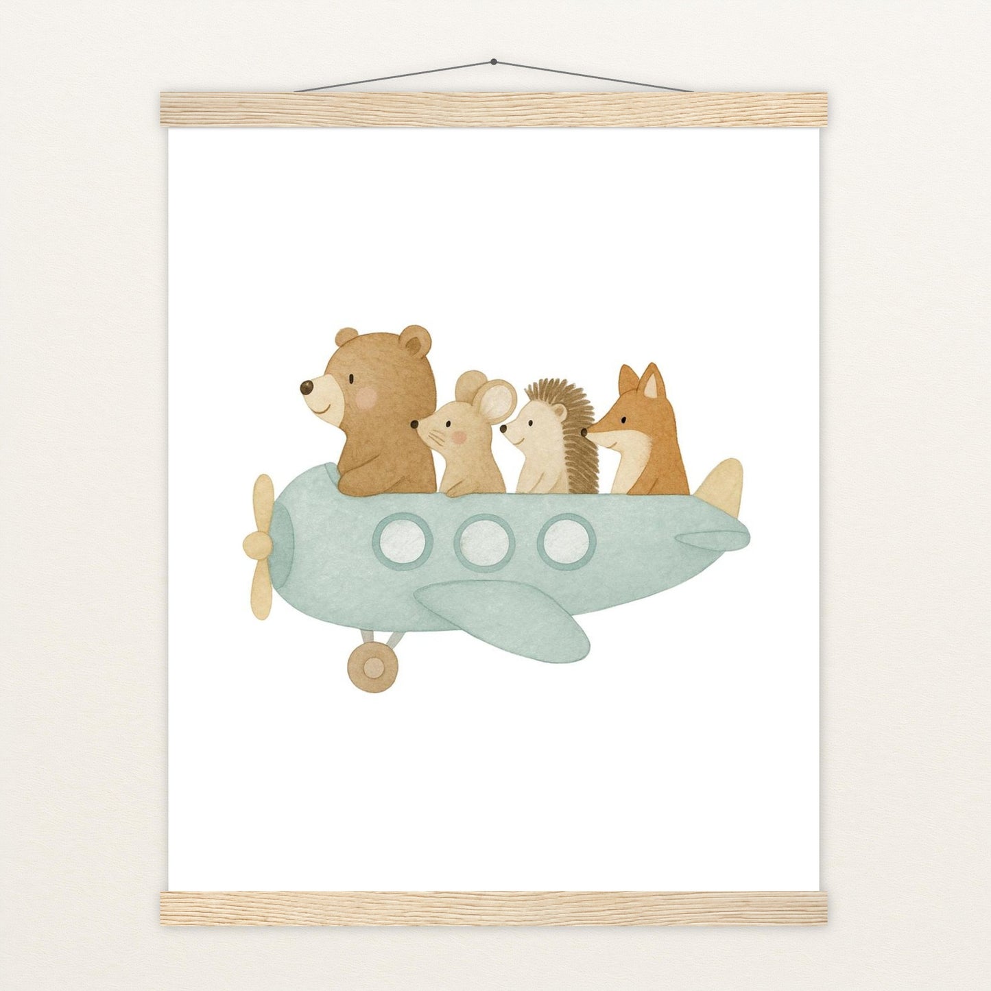 Tierfreunde - Motiv: "Flugzeug" Poster mit Leisten von tinylearner