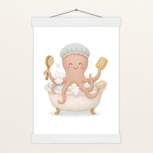 Tilli der Tintenfisch - Motiv: "Baden" Poster mit Leisten von tinylearner