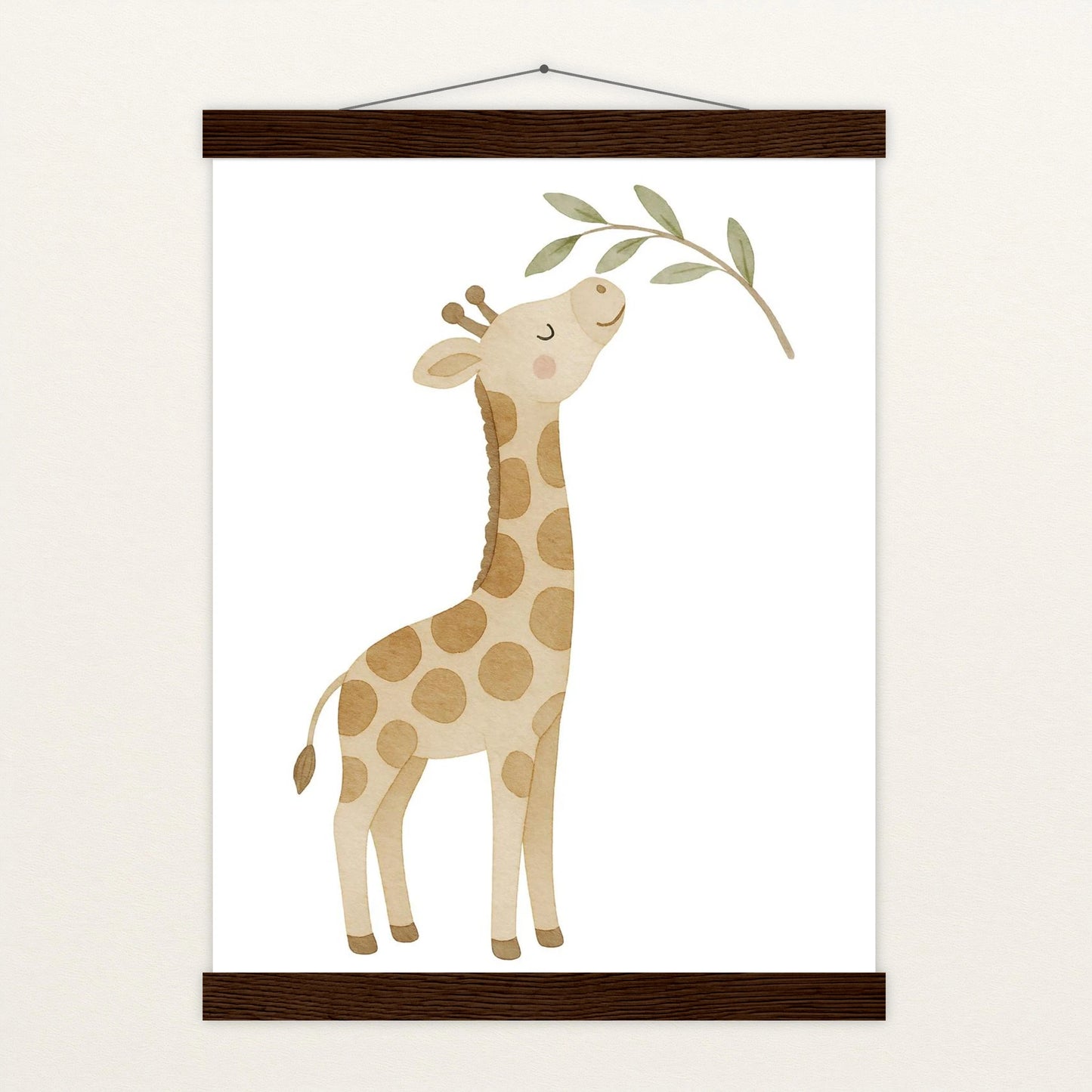 Greta die Giraffe - Motiv: "Blätter" Poster mit Leisten von tinylearner