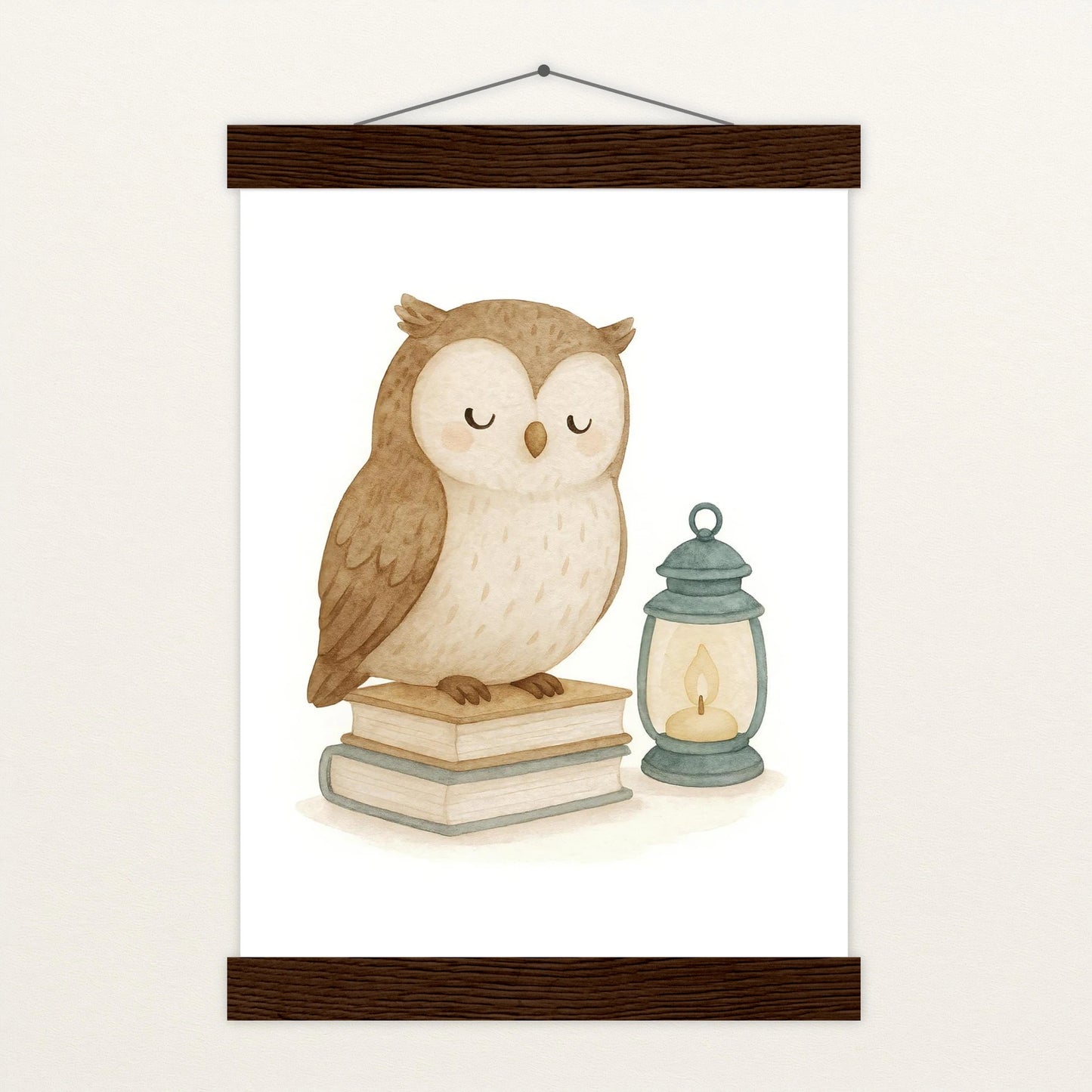 Emmi die Eule - Motiv: "Buch" Poster mit Leisten von tinylearner