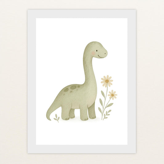 Dinosaurier Brachiosaurus Poster mit Holzrahmen von tinylearner
