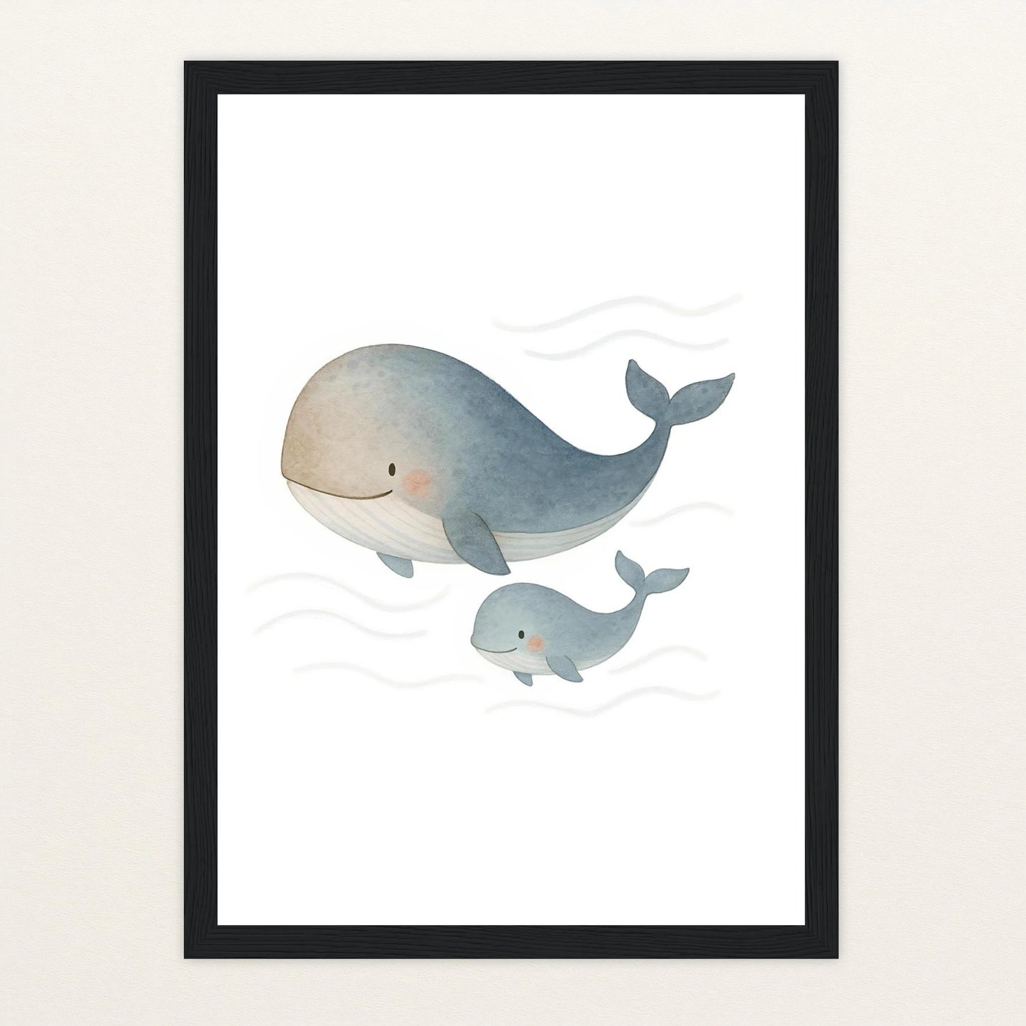 Willi der Wal - Motiv: "Familie" Poster mit Holzrahmen von tinylearner