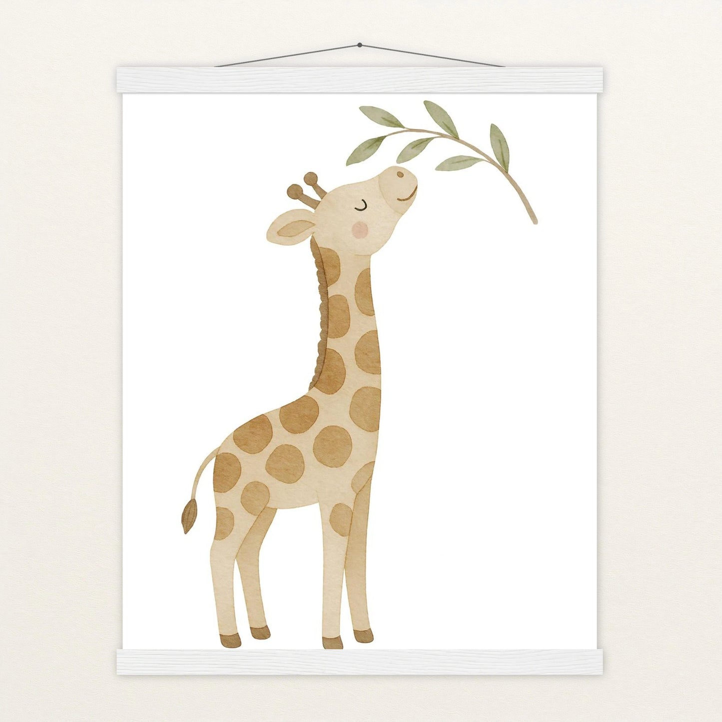 Greta die Giraffe - Motiv: "Blätter" Poster mit Leisten von tinylearner