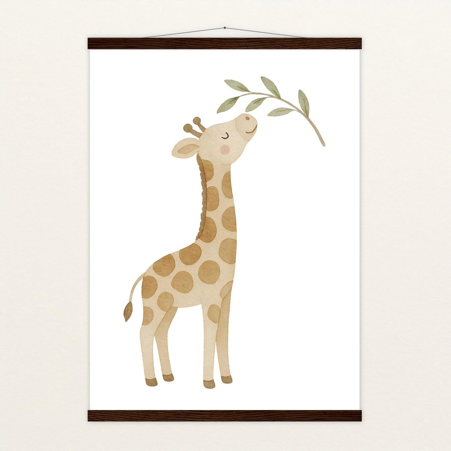 Greta die Giraffe - Motiv: "Blätter" Poster mit Leisten von tinylearner