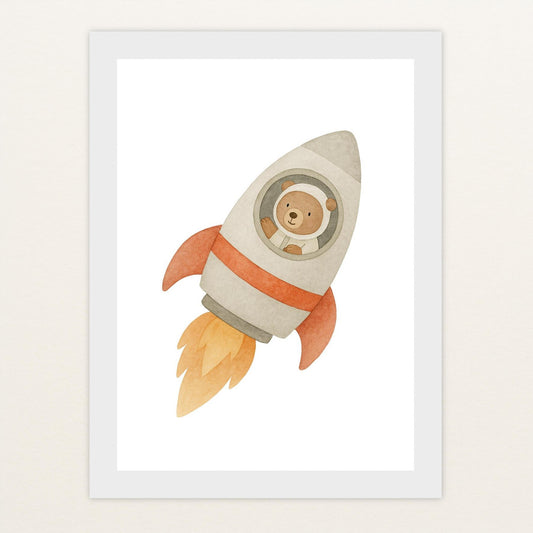 Balu der Bär - Motiv: "Rakete" Poster mit Holzrahmen von tinylearner