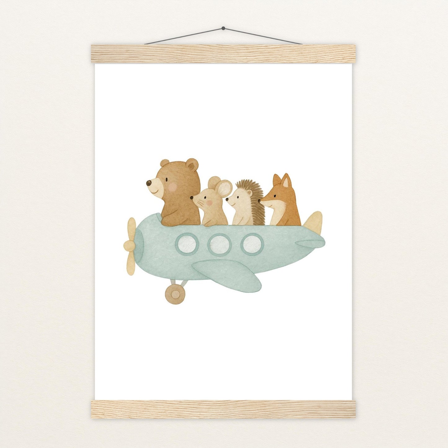 Tierfreunde - Motiv: "Flugzeug" Poster mit Leisten von tinylearner