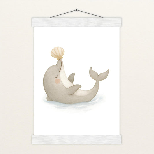 Dora der Delfin - Motiv: "Muschel" Poster mit Leisten von tinylearner