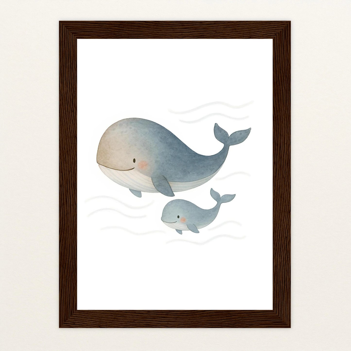 Willi der Wal - Motiv: "Familie" Poster mit Holzrahmen von tinylearner