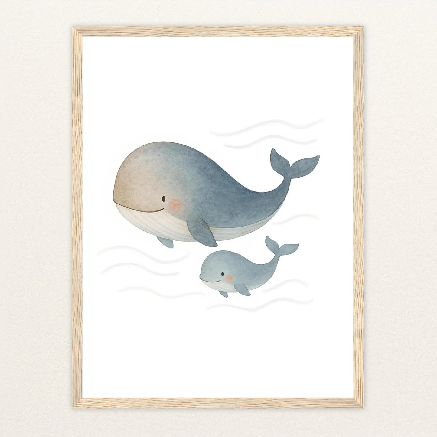 Willi der Wal - Motiv: "Familie" Poster mit Holzrahmen von tinylearner