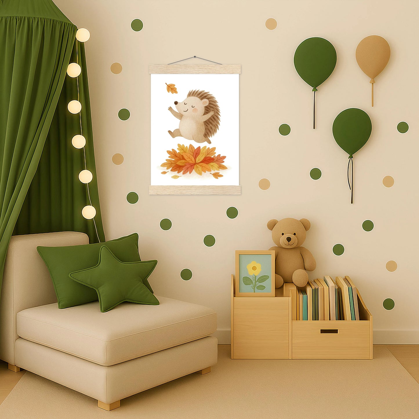 Iggi der Igel - Motiv: "Laub" Poster mit Leisten von tinylearner