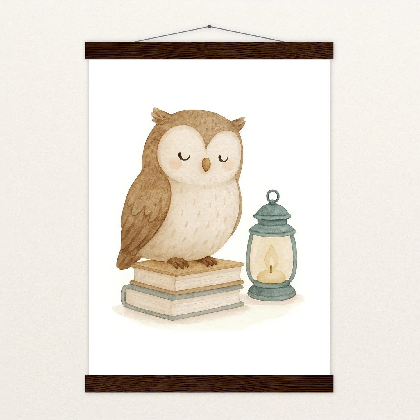 Emmi die Eule - Motiv: "Buch" Poster mit Leisten von tinylearner