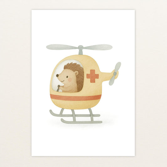 Iggi der Igel - Motiv: "Rettungshubschrauber" Poster von tinylearner