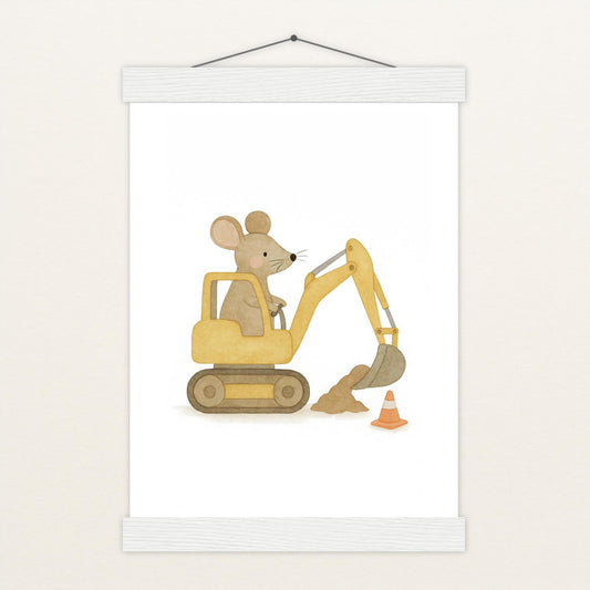 Mimi die Maus - Motiv: "Bagger" Poster mit Leisten von tinylearner