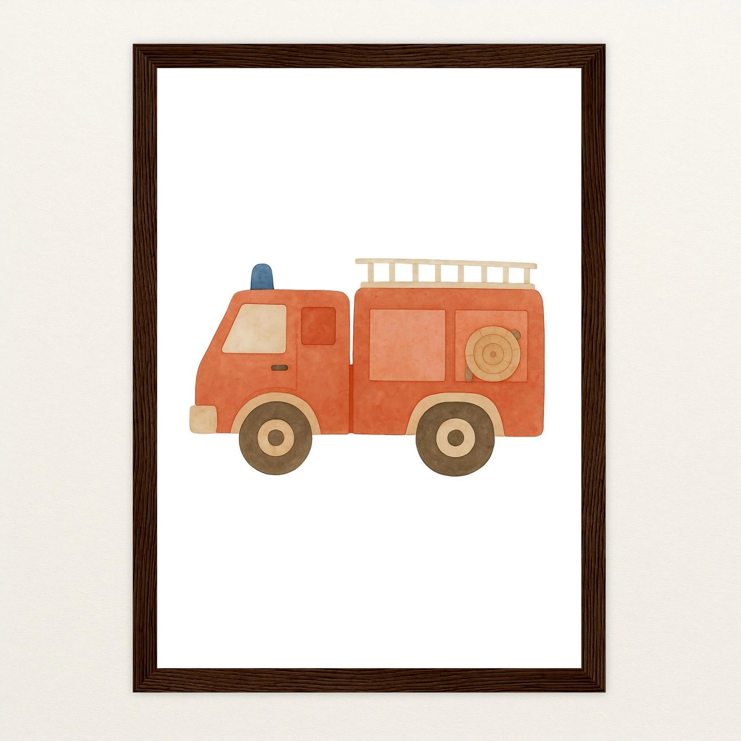 Feuerwehrauto Poster mit Holzrahmen von tinylearner