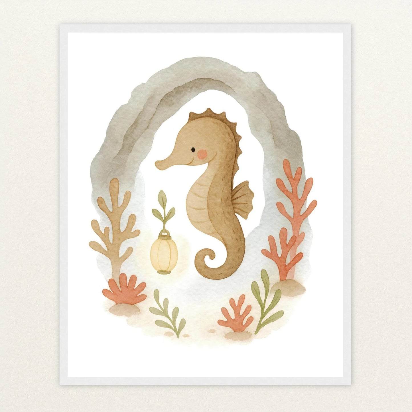 Suri das Seepferdchen - Motiv: "Höhle" Poster mit Holzrahmen von tinylearner