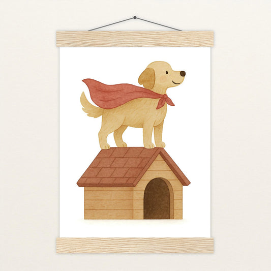 Hugo der Hund - Motiv: "Superheld" Poster mit Leisten von tinylearner