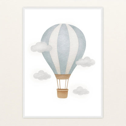 Heißluftballon Poster mit Holzrahmen von tinylearner