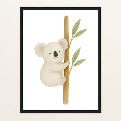 Kori der Koala Poster mit Holzrahmen von tinylearner