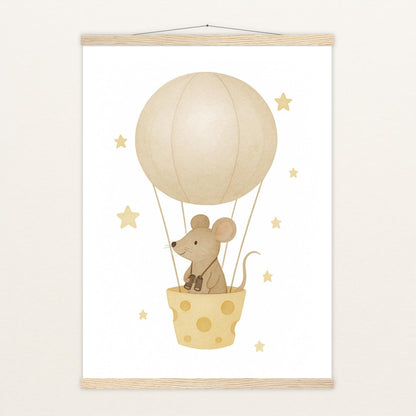 Mimi die Maus - Motiv: "Heißluftballon" Poster mit Leisten von tinylearner