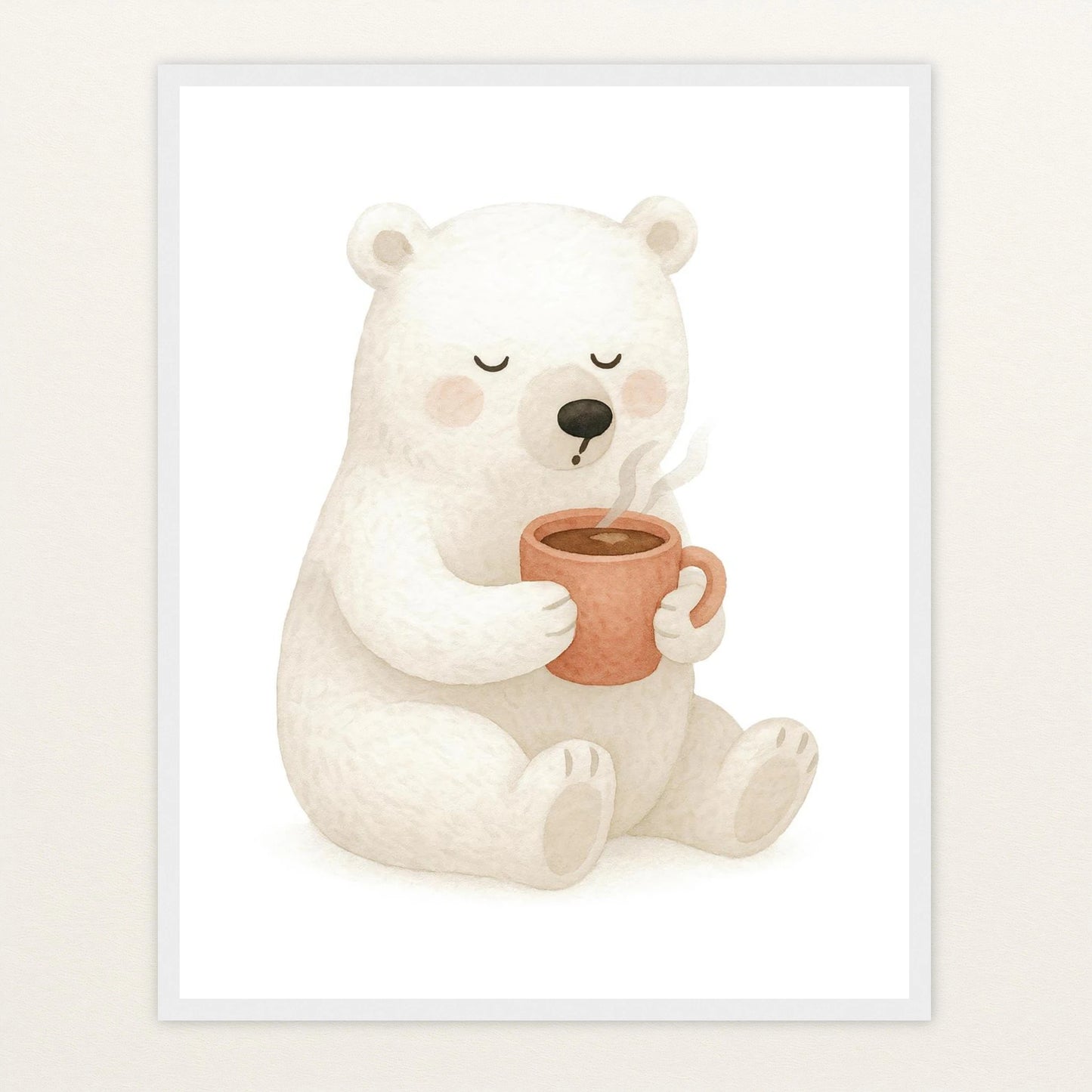Pummel der Polarbär - Motiv: "Kakao" Poster mit Holzrahmen von tinylearner