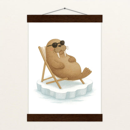 Wally das Walross - Motiv: "Liegestuhl" Poster mit Leisten von tinylearner
