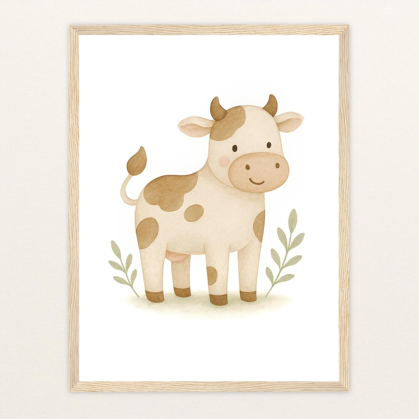 Klara die Kuh Poster mit Holzrahmen von tinylearner