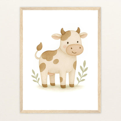 Klara die Kuh Poster mit Holzrahmen von tinylearner