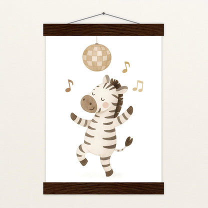 Zinni das Zebra - Motiv: "Tanzen" Poster mit Leisten von tinylearner