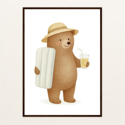 Balu der Bär - Motiv: "Strandtag" Poster mit Holzrahmen von tinylearner