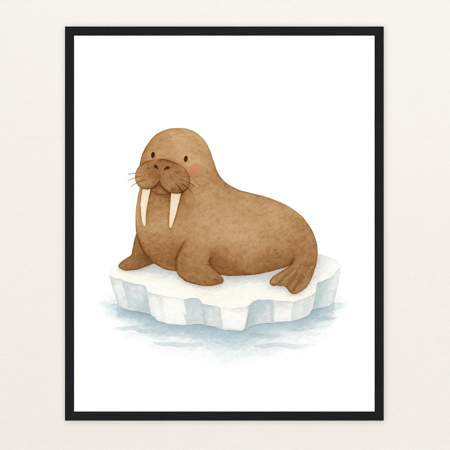 Wally das Walross Poster mit Holzrahmen von tinylearner