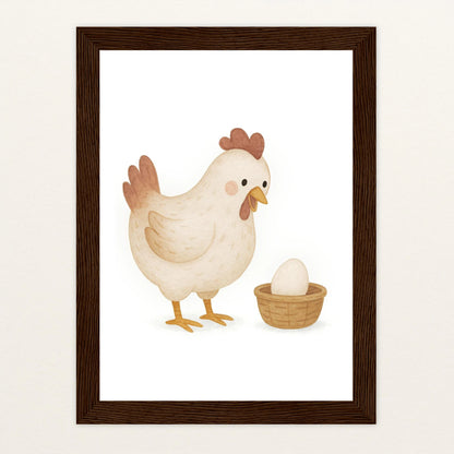 Hanni das Huhn - Motiv: "Ei" Poster mit Holzrahmen von tinylearner