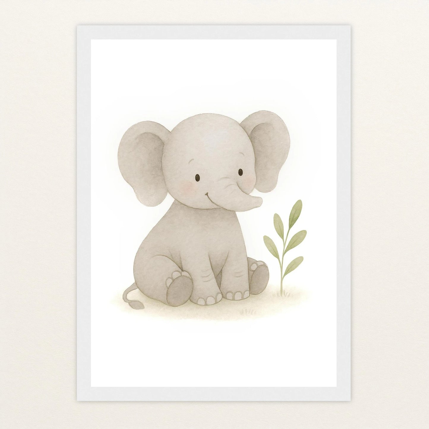 Emil der Elefant Poster mit Holzrahmen von tinylearner
