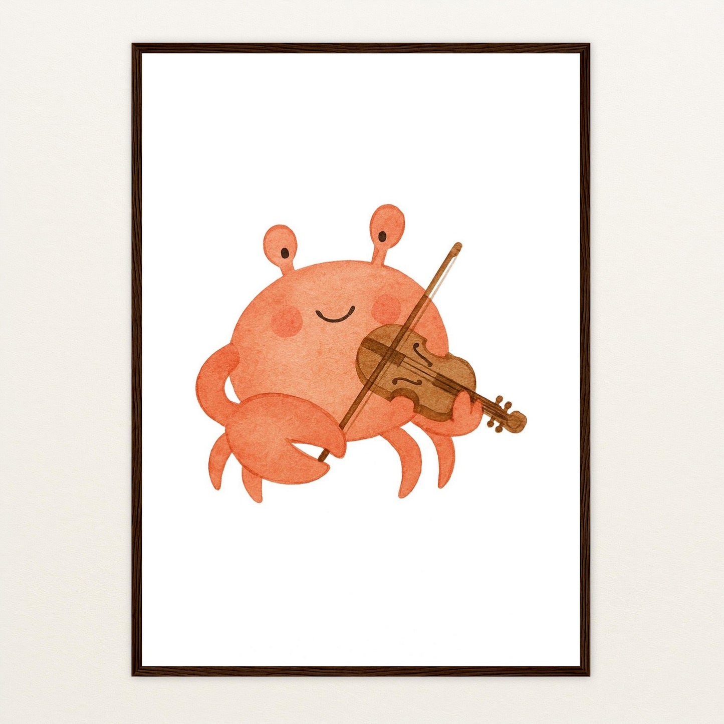 Krabbi der Krebs - Motiv: "Geige" Poster mit Holzrahmen von tinylearner