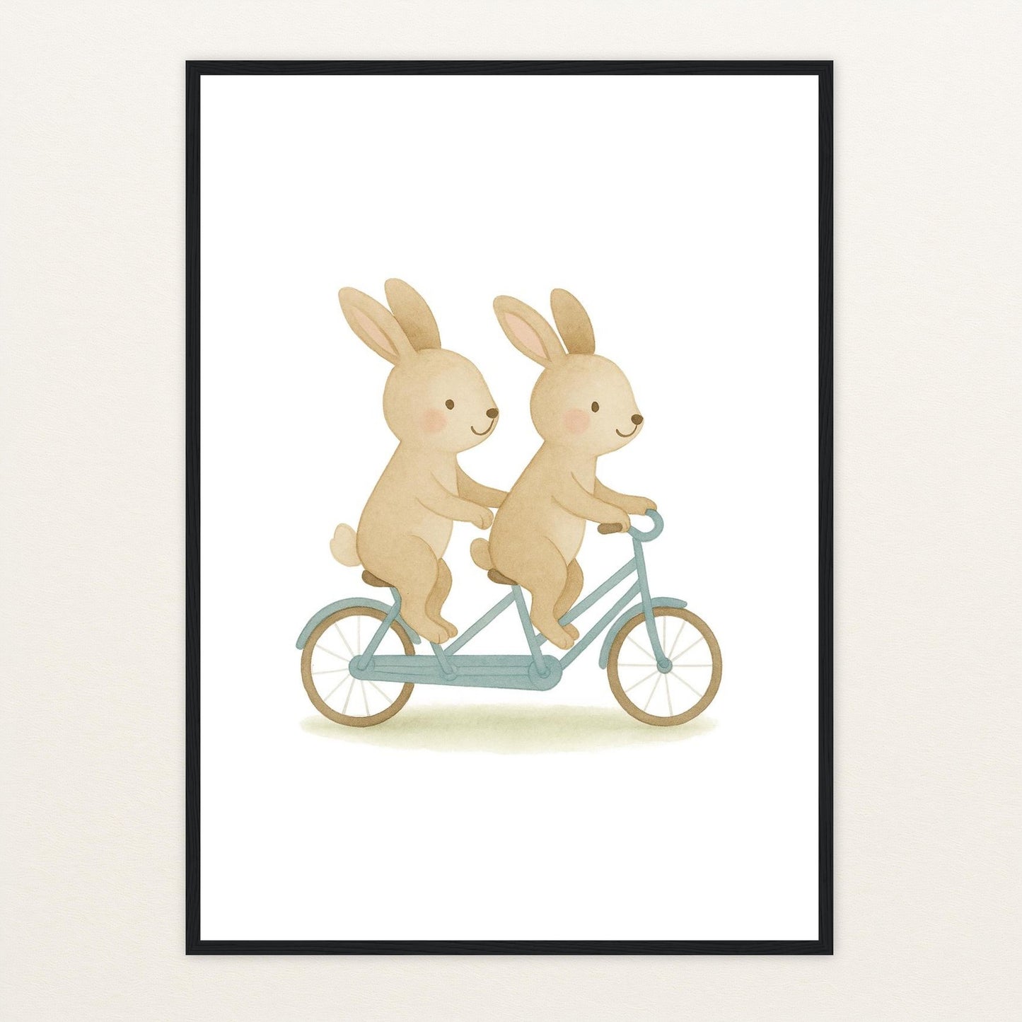 Holly der Hase - Motiv: "Tandem" Poster mit Holzrahmen von tinylearner