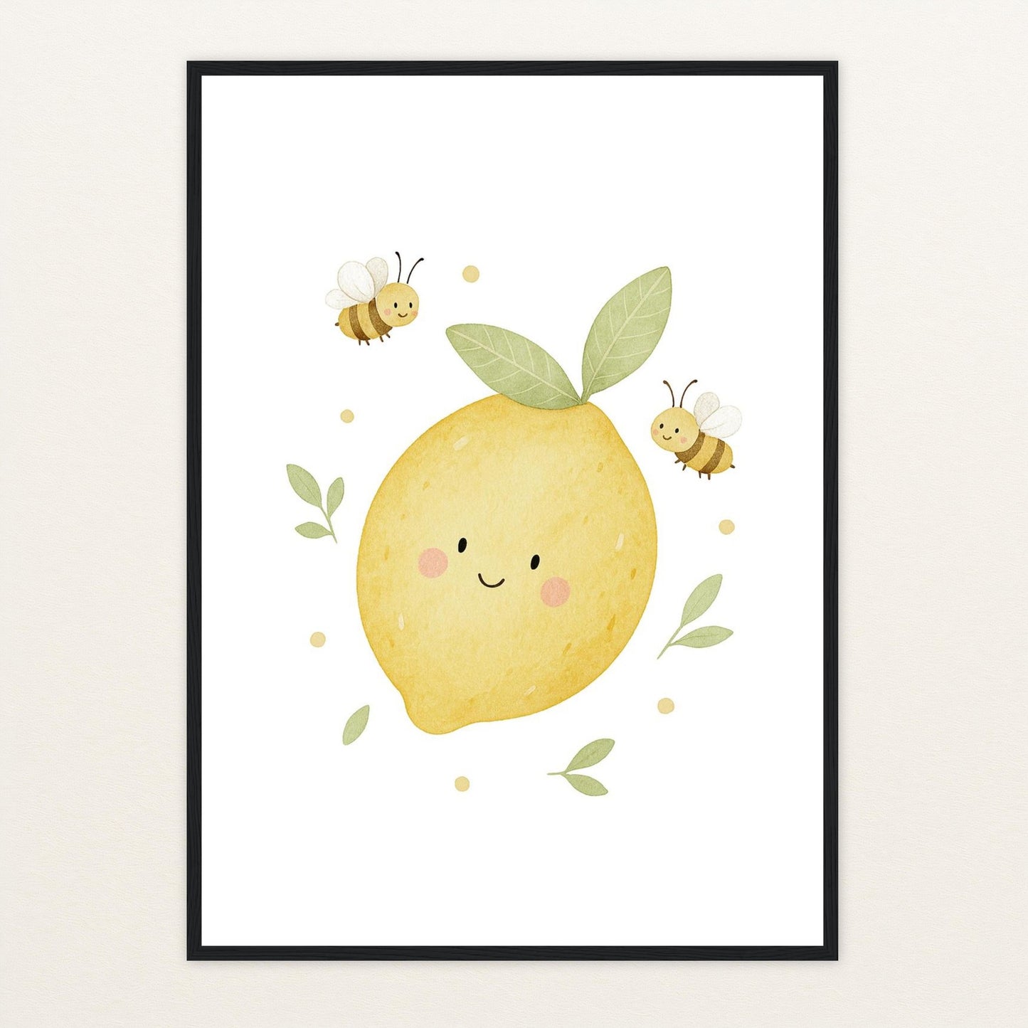 Obst: Zitrone Poster mit Holzrahmen von tinylearner