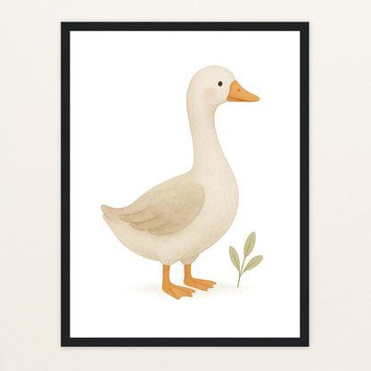 Gusi die Gans Poster mit Holzrahmen von tinylearner