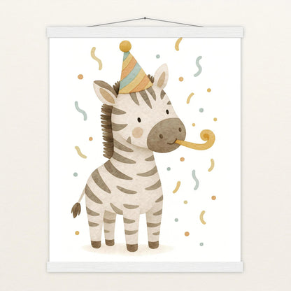 Zinni das Zebra - Motiv: "Party" Poster mit Leisten von tinylearner