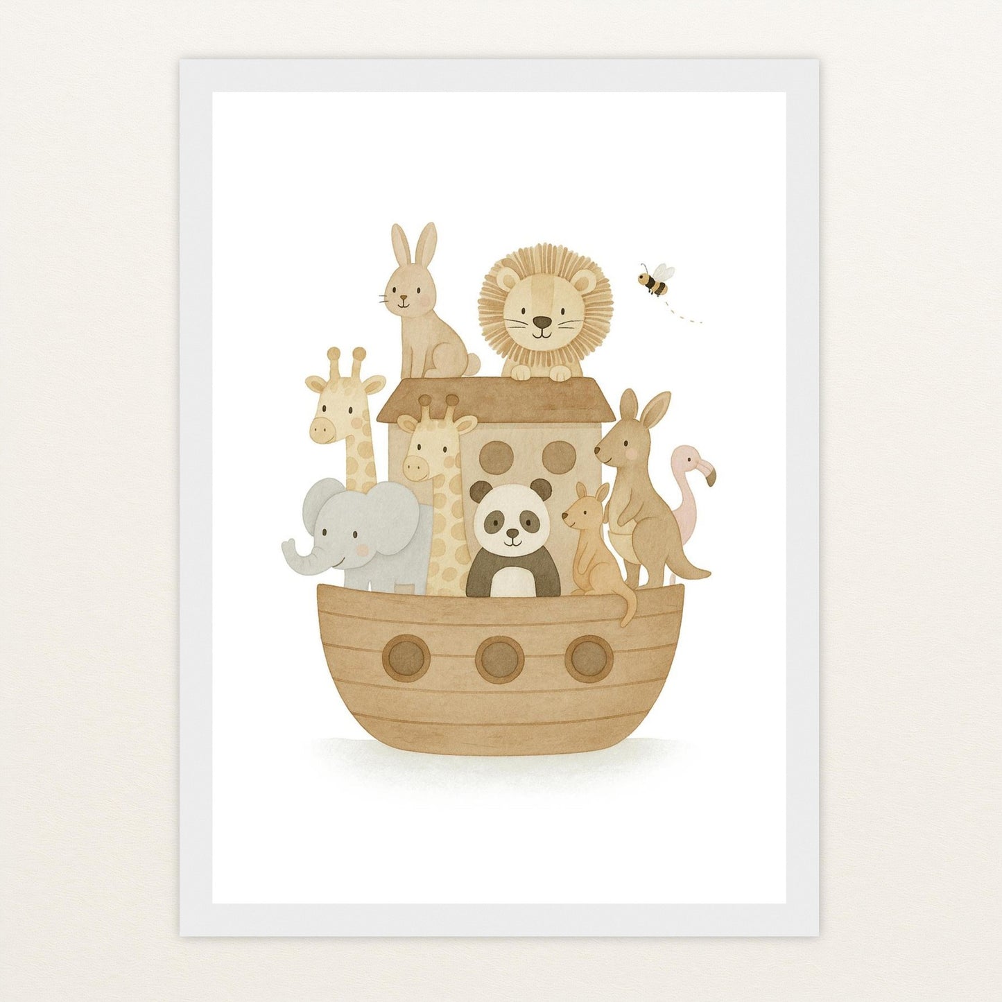 Tierfreunde - Motiv: "Arche Noah" Poster mit Holzrahmen von tinylearner