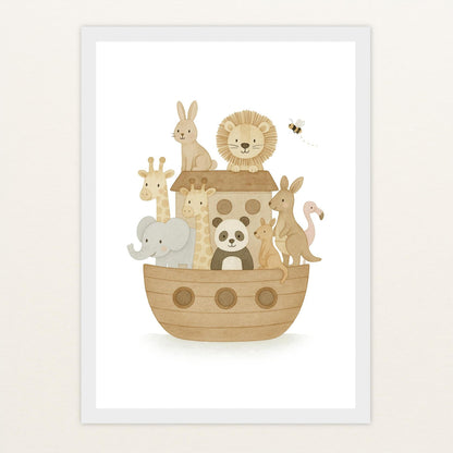 Tierfreunde - Motiv: "Arche Noah" Poster mit Holzrahmen von tinylearner