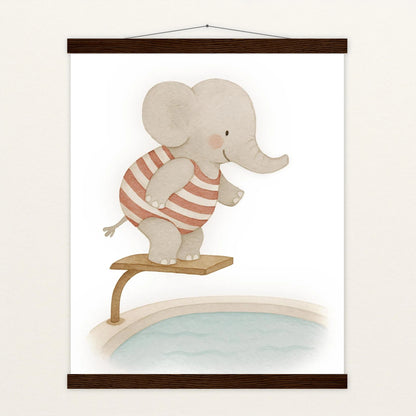 Emil der Elefant - Motiv: "Pool" Poster mit Leisten von tinylearner