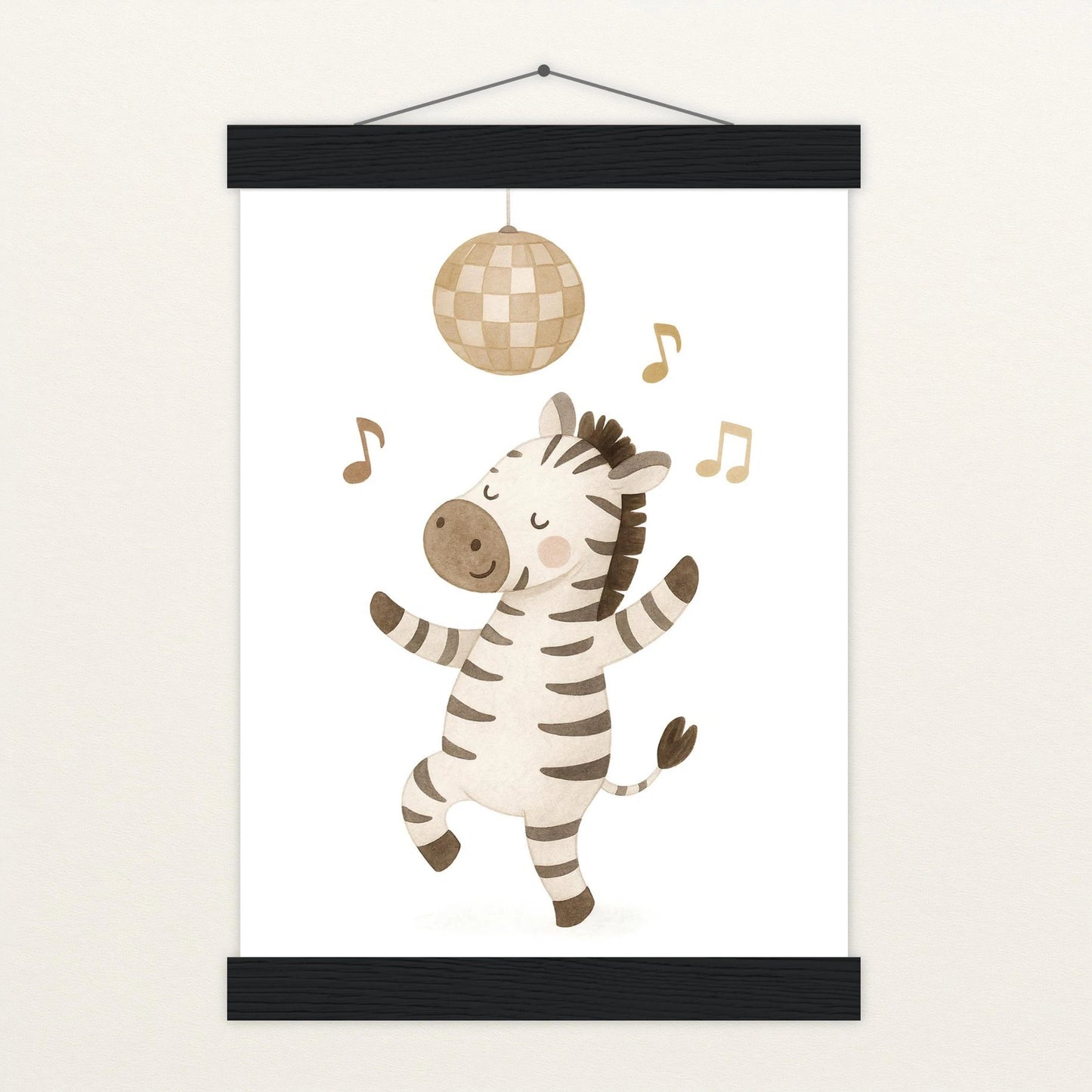 Zinni das Zebra - Motiv: "Tanzen" Poster mit Leisten von tinylearner