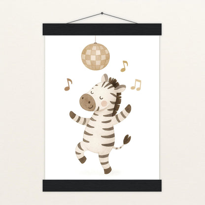 Zinni das Zebra - Motiv: "Tanzen" Poster mit Leisten von tinylearner