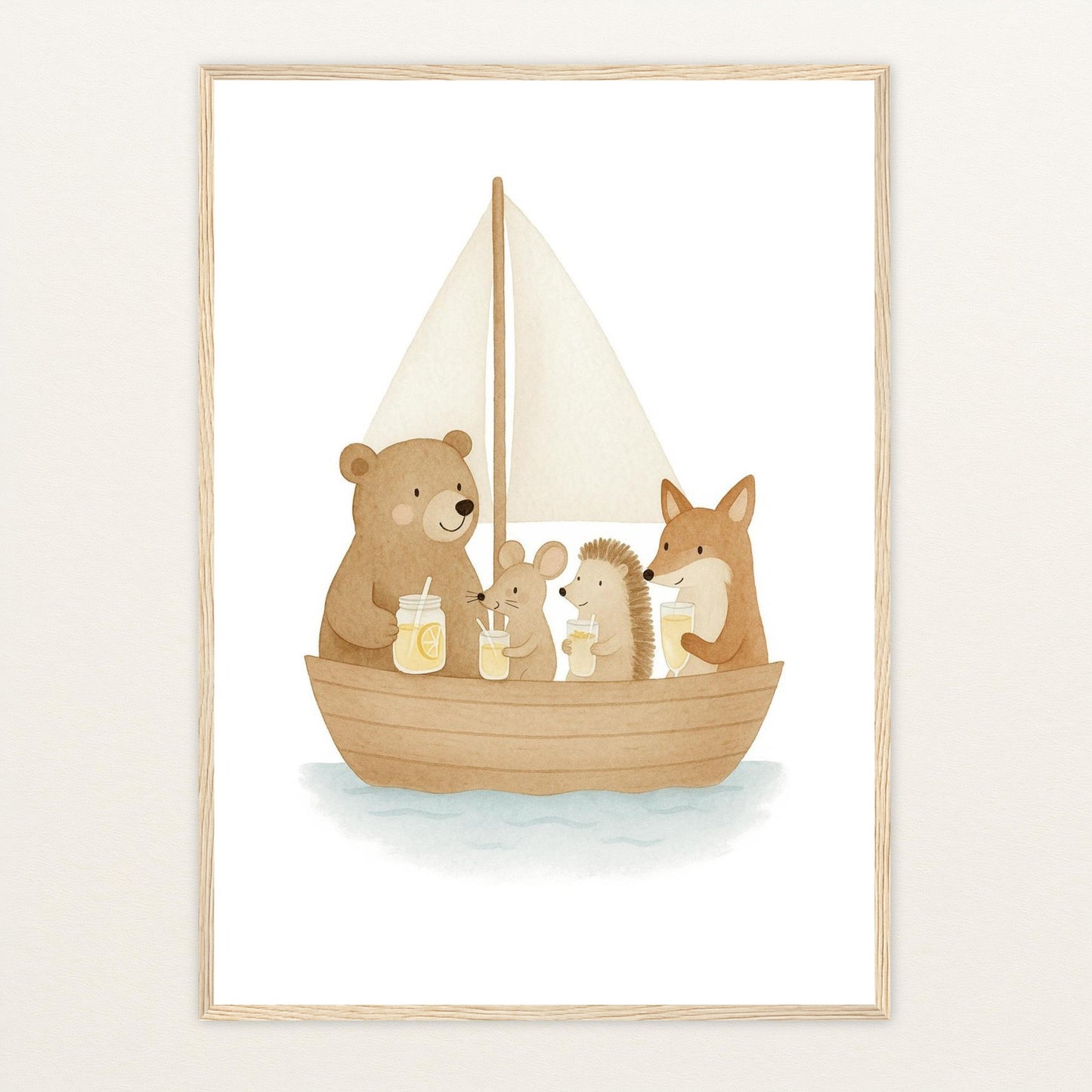 Tierfreunde - Motiv: "Segelschiff" Poster mit Holzrahmen von tinylearner