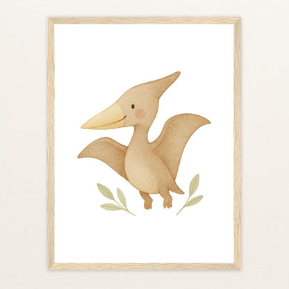 Dinosaurier Pteranodon Poster mit Holzrahmen von tinylearner