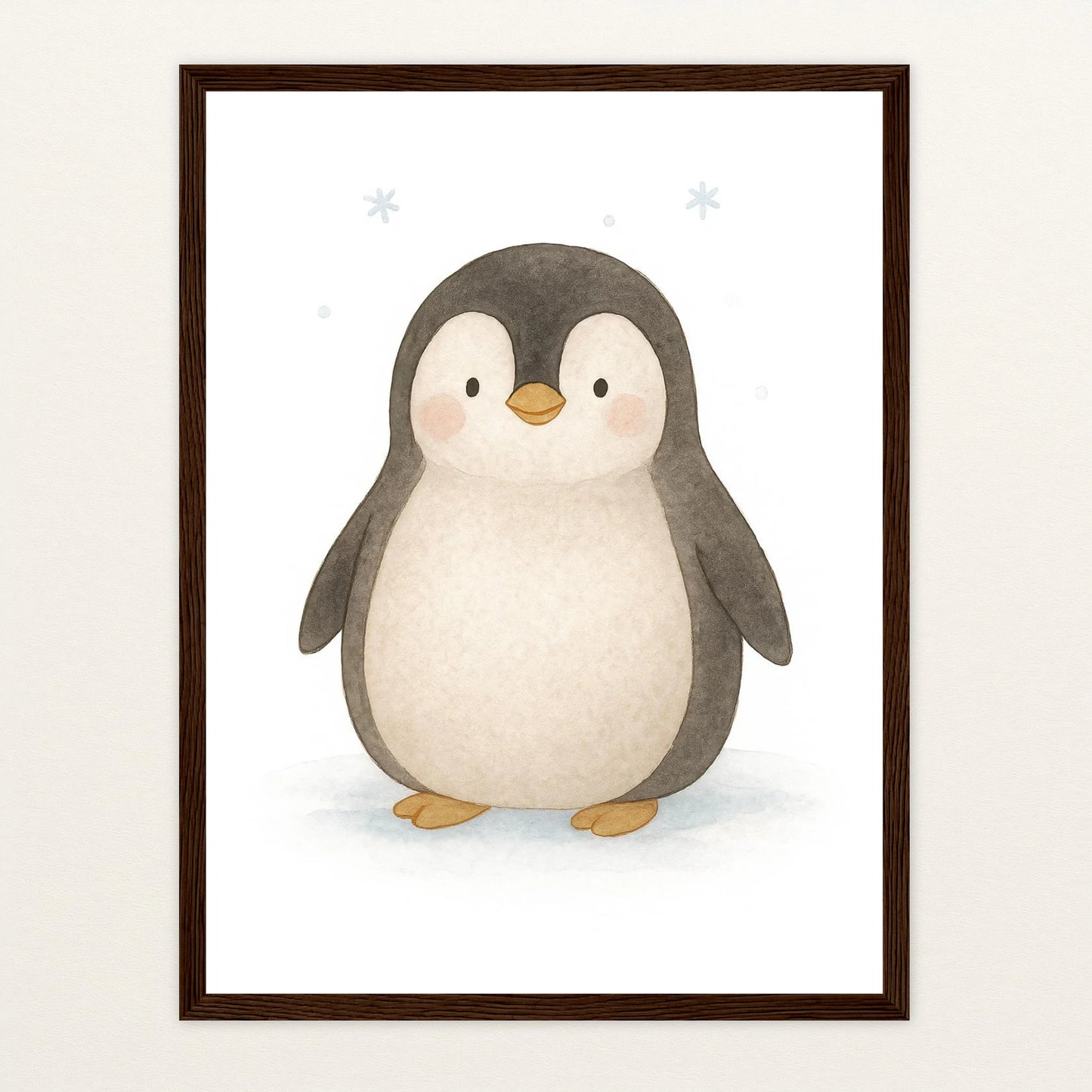 Pia der Pinguin Poster mit Holzrahmen von tinylearner