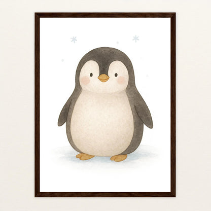 Pia der Pinguin Poster mit Holzrahmen von tinylearner