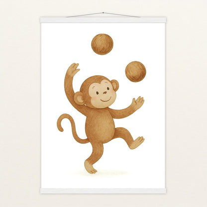Aki der Affe - Motiv: "Kokosnuss" Poster mit Leisten von tinylearner