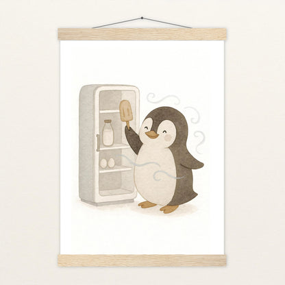 Pia der Pinguin - Motiv: "Eis" Poster mit Leisten von tinylearner