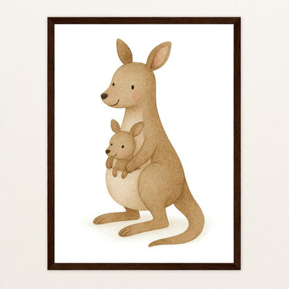 Kängu das Känguru Poster mit Holzrahmen von tinylearner