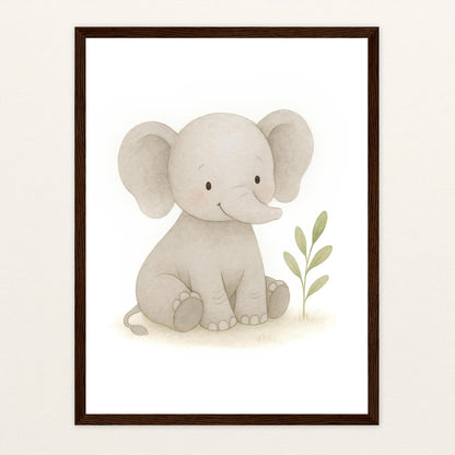 Emil der Elefant Poster mit Holzrahmen von tinylearner